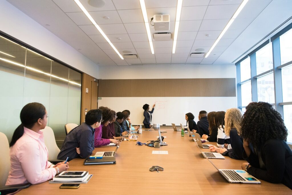 Leadership team meeting in a boardroom
